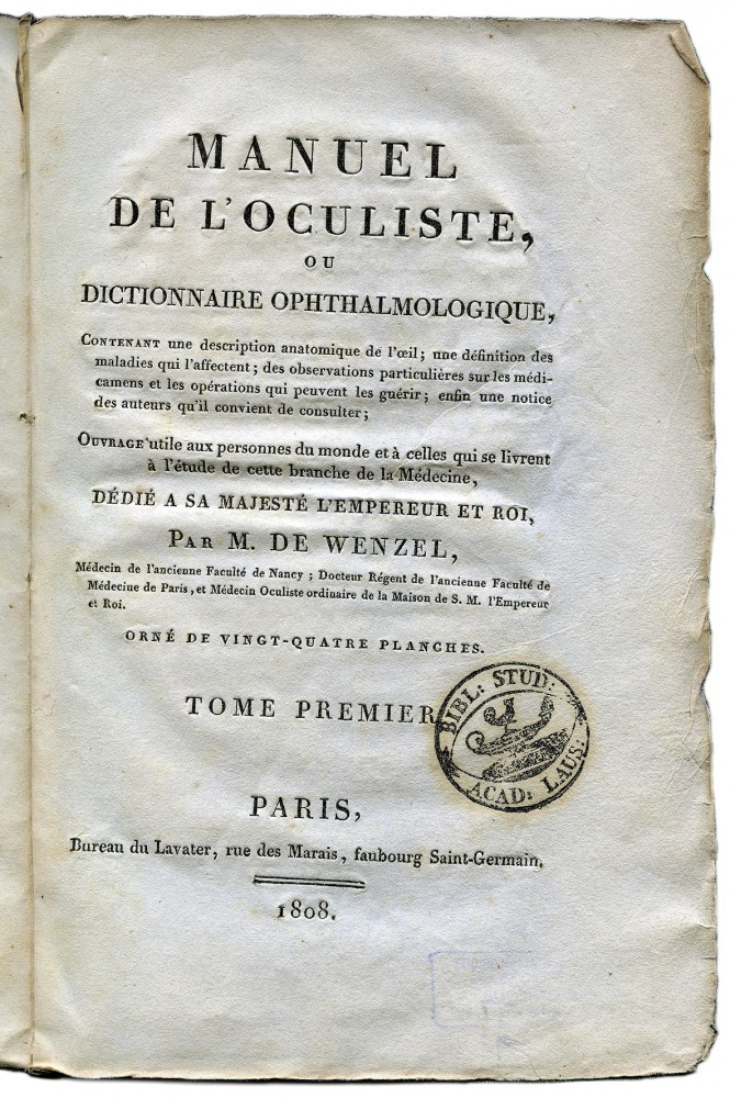 Livre Manuel de l’oculiste et dictionnaire ophtalmologique par Monsieur de Wezenel