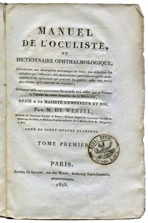 Livre Manuel de l’oculiste et dictionnaire ophtalmologique par Monsieur de Wezenel